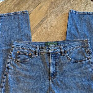LRL Lauren Jeans Ralph Lauren, Medium Wash Distressed Classic Straight, Size 10